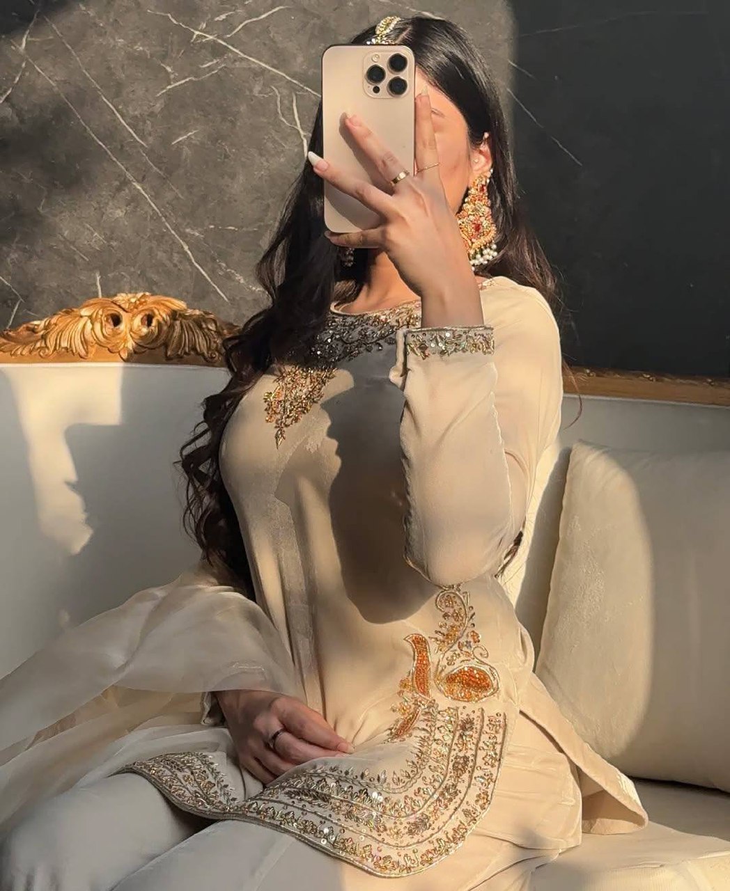Luminous Ivory Zardozi-Crafted Suit